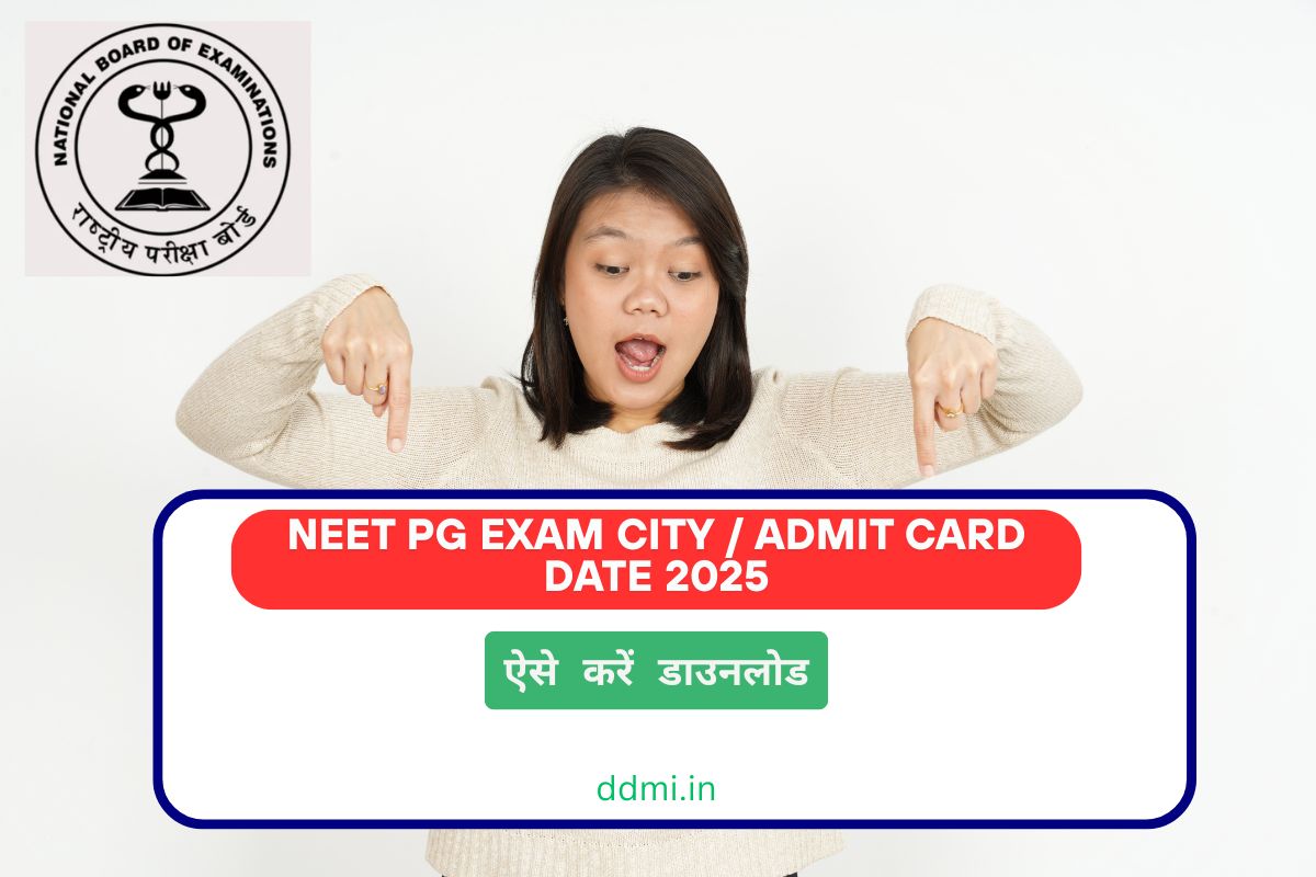 NEET PG Exam City Admit Card Date 2025