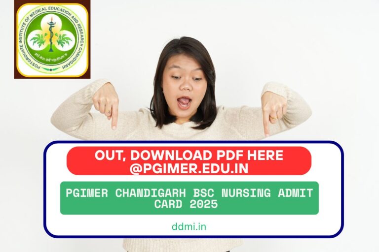 Pgimer Chandigarh Bsc Nursing Admit Card 2025
