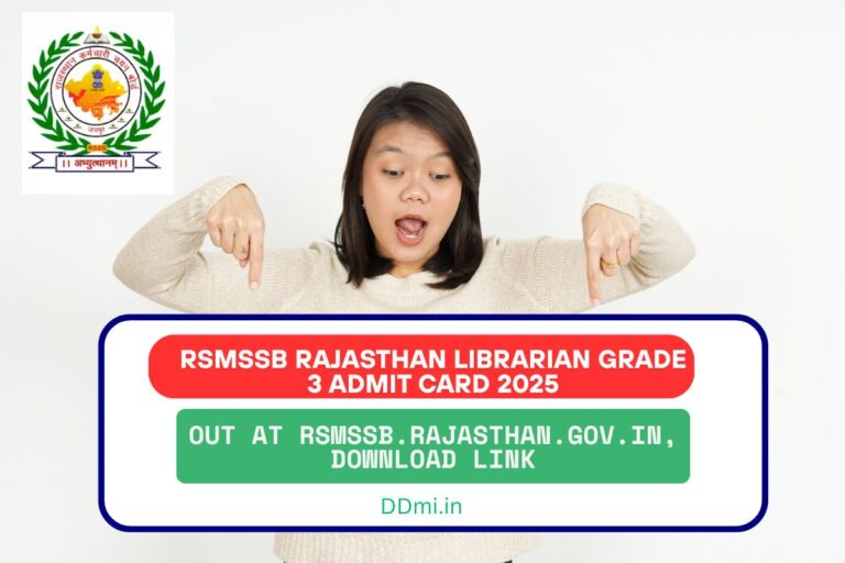 RSMSSB Rajasthan Librarian Grade 3 Admit Card 2025