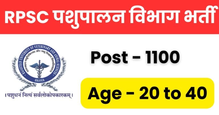 पशुपालन विभाग के द्वारा पशु चिकित्सा अधिकारी भर्ती 2025 – Animal Husbandry Department Recruitment